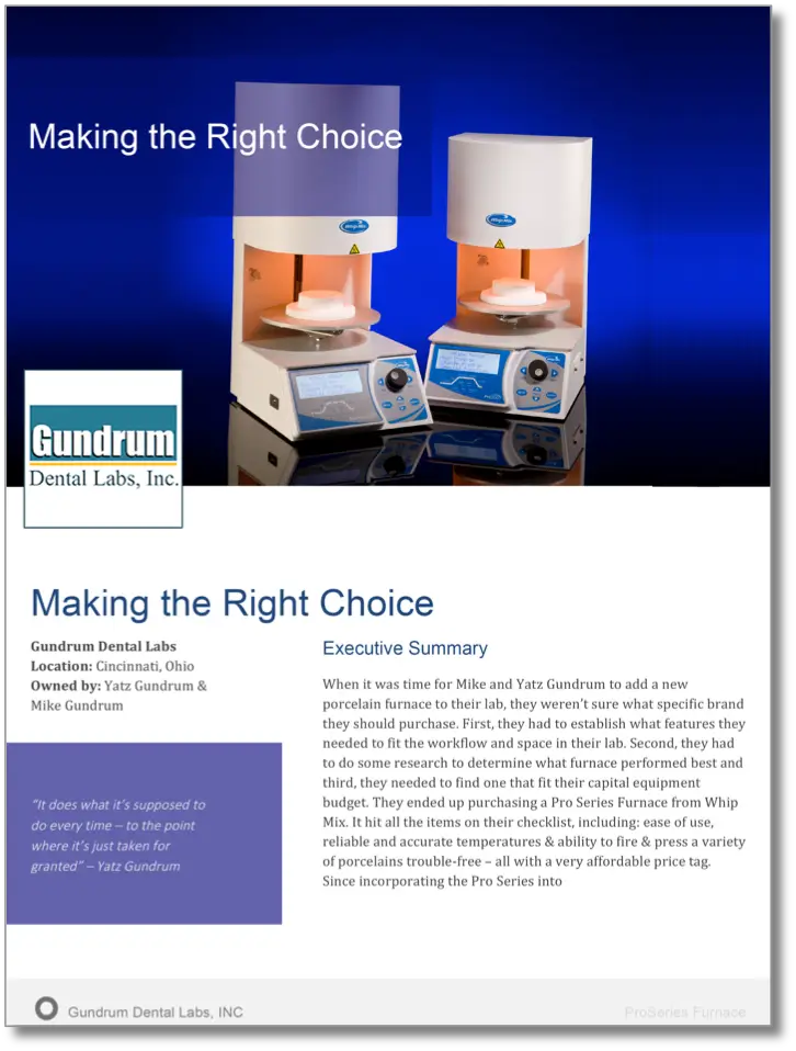 Case Study: Making the Right Choice: How Gundrum Dental Labs Chose the Pro Series Furnace for Their Lab ebook cover